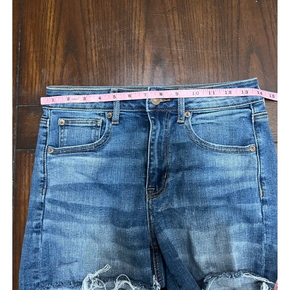 American Eagle Super Hi-Rise Shortie raw Hem Denim Jeans Size 4 - Picture 6 of 8